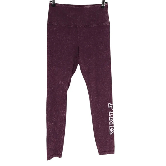 Victorias Secret PINK Leggings Orchid Maroon Mid Rise Pull On Pants - Picture 1 of 6